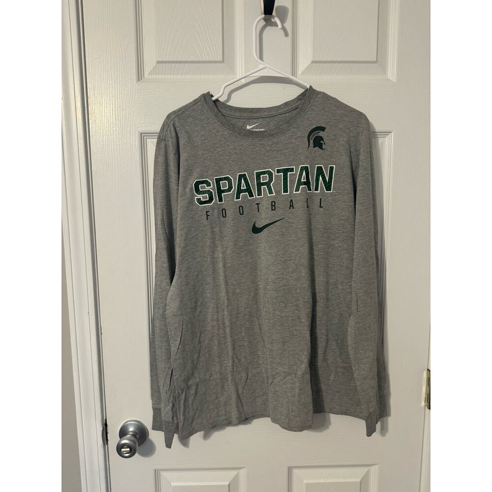 Nike The Nike Tee Gray Michigan State Spartans Long Sleeve Shirt Sz: Large